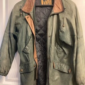 Vintage Green and Tan Leather Jacket